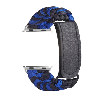 Paracord Plain Weave Hook And Loop Fastener Nylon Watch Band For Apple Watch Ultra 49mm&Watch Ultra 2 49mm / Series 9&8&7 45mm / SE 3&SE 2&6&SE&5&4 44mm / 3&2&1 42mm(Blue) by bashfashion