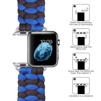 Paracord Plain Weave Hook And Loop Fastener Nylon Watch Band For Apple Watch Ultra 49mm&Watch Ultra 2 49mm / Series 9&8&7 45mm / SE 3&SE 2&6&SE&5&4 44mm / 3&2&1 42mm(Blue) by bashfashion