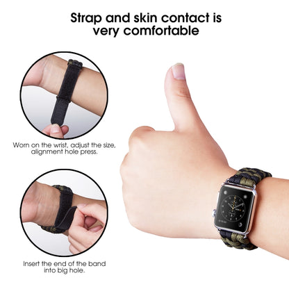 Paracord Plain Weave Hook And Loop Fastener Nylon Watch Band For Apple Watch Ultra 49mm&Watch Ultra 2 49mm / Series 9&8&7 45mm / SE 3&SE 2&6&SE&5&4 44mm / 3&2&1 42mm(Green) by bashfashion