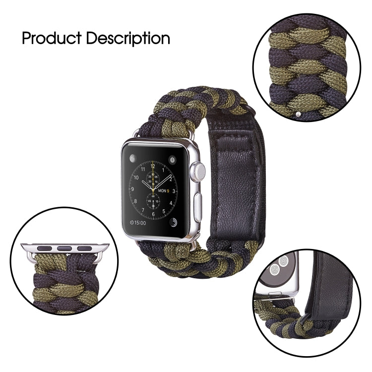 Paracord Plain Weave Hook And Loop Fastener Nylon Watch Band For Apple Watch Ultra 49mm&Watch Ultra 2 49mm / Series 9&8&7 45mm / SE 3&SE 2&6&SE&5&4 44mm / 3&2&1 42mm(Green) by bashfashion