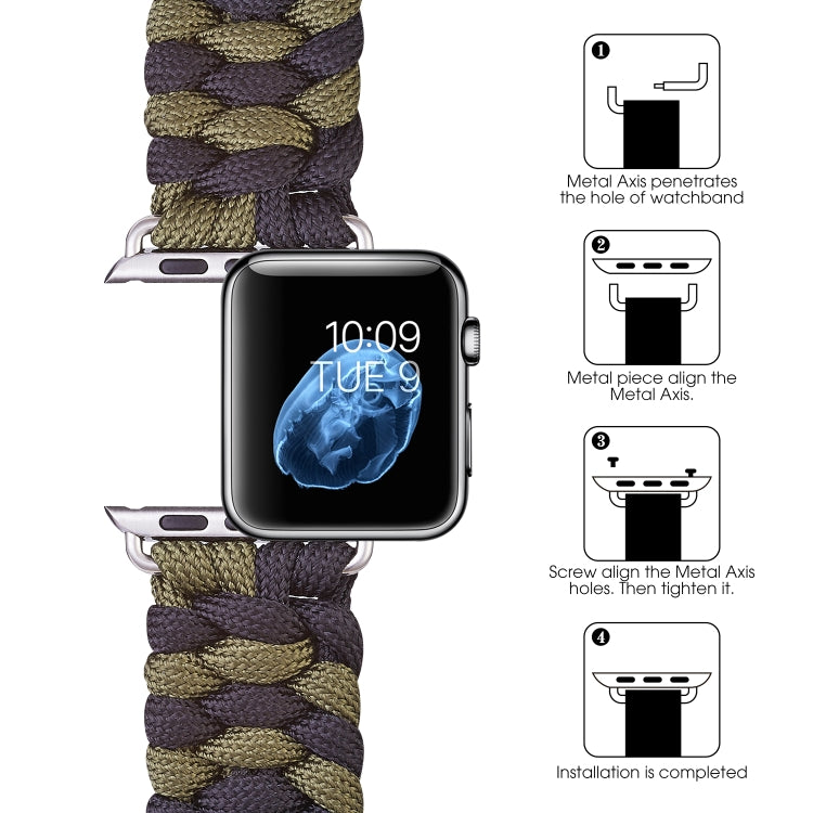 Paracord Plain Weave Hook And Loop Fastener Nylon Watch Band For Apple Watch Ultra 49mm&Watch Ultra 2 49mm / Series 9&8&7 45mm / SE 3&SE 2&6&SE&5&4 44mm / 3&2&1 42mm(Green) by bashfashion