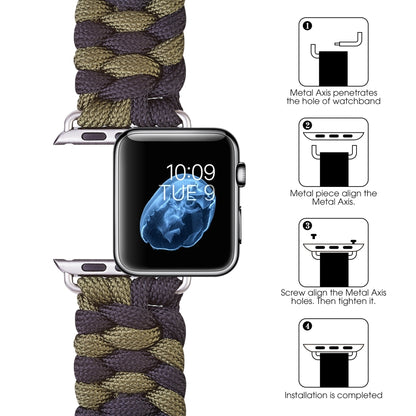 Paracord Plain Weave Hook And Loop Fastener Nylon Watch Band For Apple Watch Ultra 49mm&Watch Ultra 2 49mm / Series 9&8&7 45mm / SE 3&SE 2&6&SE&5&4 44mm / 3&2&1 42mm(Green) by bashfashion