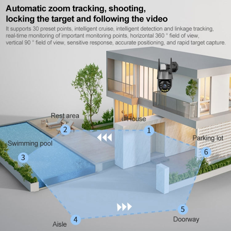 QX71 5MP Wireless WiFi Laser Spherical Camera Supports Two-way Voice&Mobile Monitoring(Black) by bashfashion