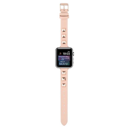 Rivet Genuine Leather Watch Band For Apple Watch Series 7 41mm / 6 & SE & 5 & 4 40mm / 3 & 2 & 1 38mm(Pink) by bashfashion