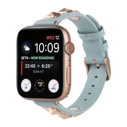 Rivet Genuine Leather Watch Band For Apple Watch Series 7 41mm / 6 & SE & 5 & 4 40mm / 3 & 2 & 1 38mm(Sky Blue) by bashfashion