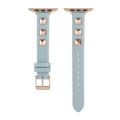 Rivet Genuine Leather Watch Band For Apple Watch Series 7 41mm / 6 & SE & 5 & 4 40mm / 3 & 2 & 1 38mm(Sky Blue) by bashfashion