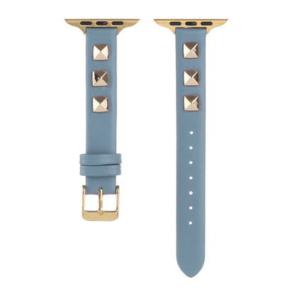 Rivet Genuine Leather Watch Band For Apple Watch Series 7 41mm / 6 & SE & 5 & 4 40mm / 3 & 2 & 1 38mm(Denim Blue) by bashfashion