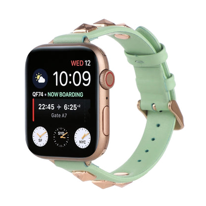 Rivet Genuine Leather Watch Band For Apple Watch Series 7 41mm / 6 & SE & 5 & 4 40mm / 3 & 2 & 1 38mm(Mint Green) by bashfashion