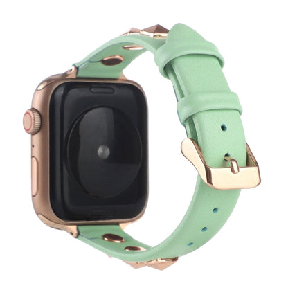 Rivet Genuine Leather Watch Band For Apple Watch Series 7 41mm / 6 & SE & 5 & 4 40mm / 3 & 2 & 1 38mm(Mint Green) by bashfashion