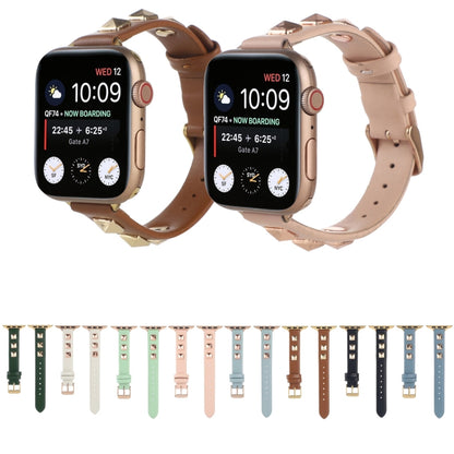 Rivet Genuine Leather Watch Band For Apple Watch Series 7 41mm / 6 & SE & 5 & 4 40mm / 3 & 2 & 1 38mm(Black) by bashfashion