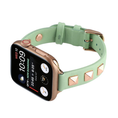 Rivet Genuine Leather Watch Band For Apple Watch Ultra 49mm&Watch Ultra 2 49mm / Series 9&8&7 45mm / SE 3&SE 2&6&SE&5&4 44mm / 3&2&1 42mm(Mint Green) by bashfashion