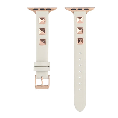Rivet Genuine Leather Watch Band For Apple Watch Ultra 49mm&Watch Ultra 2 49mm / Series 9&8&7 45mm / SE 3&SE 2&6&SE&5&4 44mm / 3&2&1 42mm(White) by bashfashion
