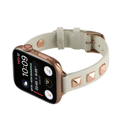 Rivet Genuine Leather Watch Band For Apple Watch Ultra 49mm&Watch Ultra 2 49mm / Series 9&8&7 45mm / SE 3&SE 2&6&SE&5&4 44mm / 3&2&1 42mm(White) by bashfashion
