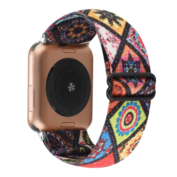 Ethnic Style Buckle Elastic Watch Band For Apple Watch Ultra 49mm&Watch Ultra 2 49mm / Series 9&8&7 45mm / SE 3&SE 2&6&SE&5&4 44mm / 3&2&1 42mm(Colorful Totem) by bashfashion