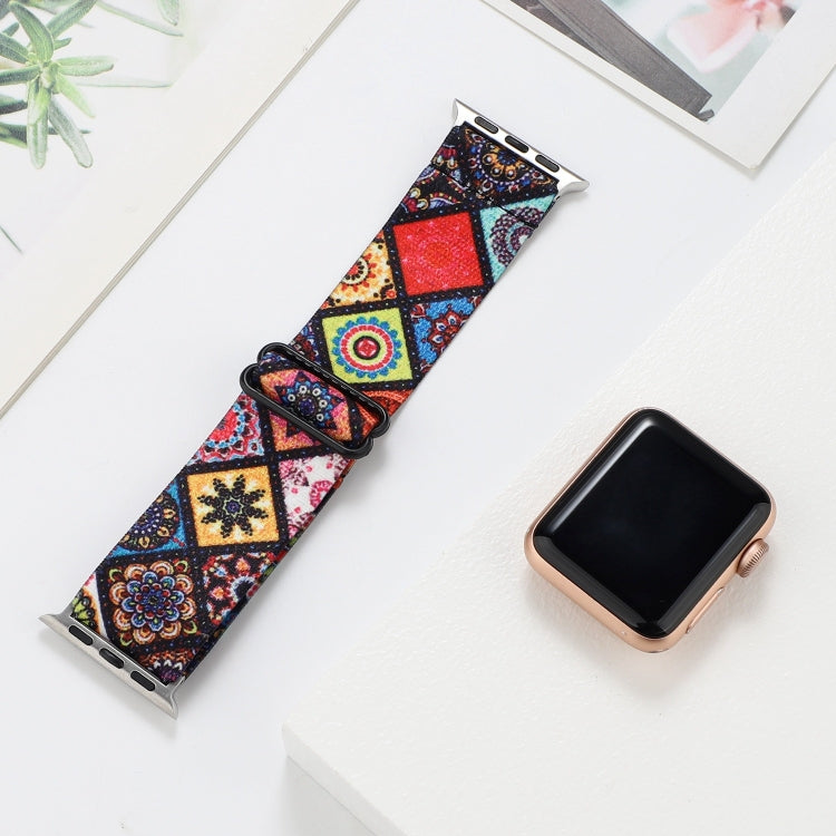 Ethnic Style Buckle Elastic Watch Band For Apple Watch Ultra 49mm&Watch Ultra 2 49mm / Series 9&8&7 45mm / SE 3&SE 2&6&SE&5&4 44mm / 3&2&1 42mm(Colorful Totem) by bashfashion