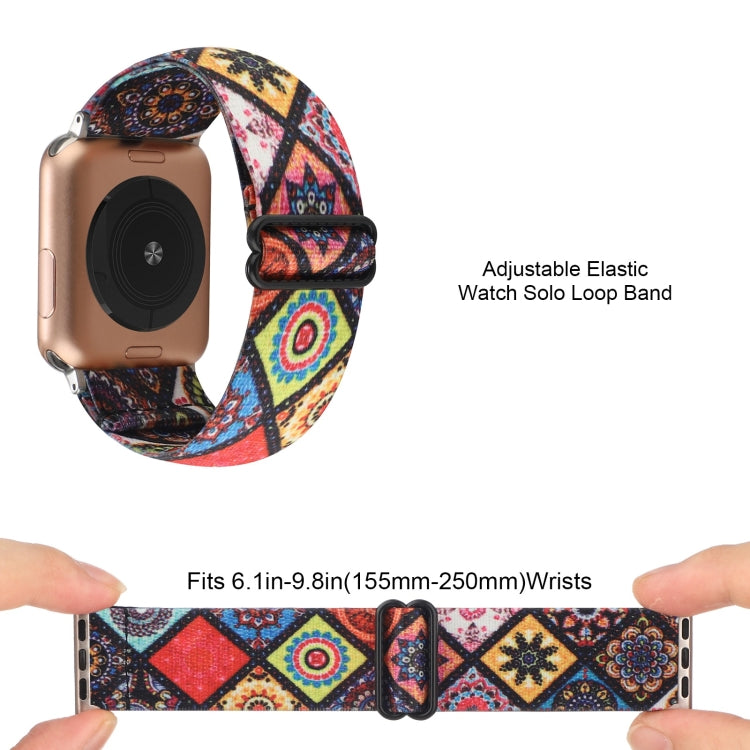 Ethnic Style Buckle Elastic Watch Band For Apple Watch Ultra 49mm&Watch Ultra 2 49mm / Series 9&8&7 45mm / SE 3&SE 2&6&SE&5&4 44mm / 3&2&1 42mm(Colorful Totem) by bashfashion