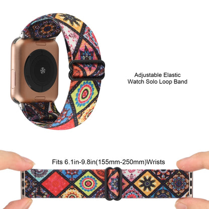 Ethnic Style Buckle Elastic Watch Band For Apple Watch Ultra 49mm&Watch Ultra 2 49mm / Series 9&8&7 45mm / SE 3&SE 2&6&SE&5&4 44mm / 3&2&1 42mm(Colorful Totem) by bashfashion