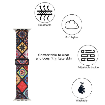 Ethnic Style Buckle Elastic Watch Band For Apple Watch Ultra 49mm&Watch Ultra 2 49mm / Series 9&8&7 45mm / SE 3&SE 2&6&SE&5&4 44mm / 3&2&1 42mm(Colorful Totem) by bashfashion
