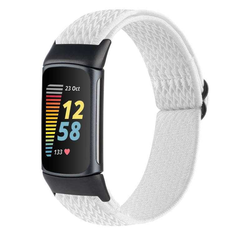 For Fitbit Charge 5 Buckle Wave Braided Nylon Watch Band(White) by bashfashion