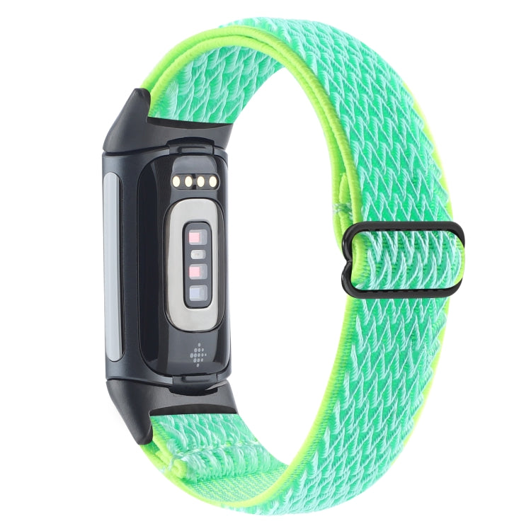 For Fitbit Charge 5 Buckle Wave Braided Nylon Watch Band(Mint Green) by bashfashion