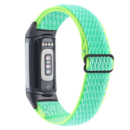For Fitbit Charge 5 Buckle Wave Braided Nylon Watch Band(Mint Green) by bashfashion