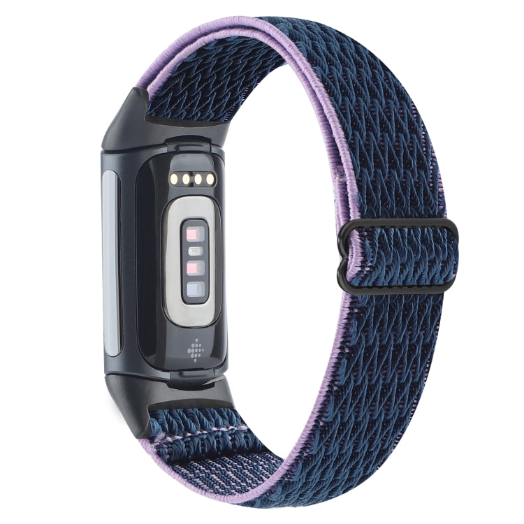 For Fitbit Charge 5 Buckle Wave Braided Nylon Watch Band(Indigo Blue) by bashfashion