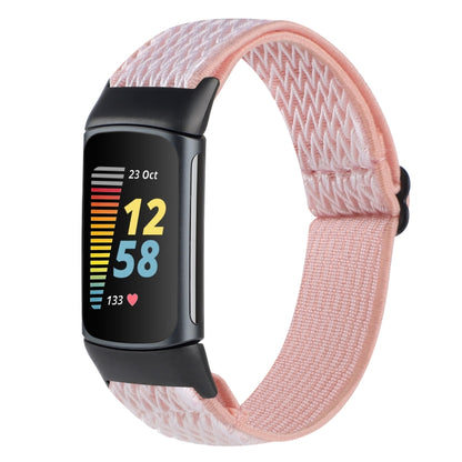 For Fitbit Charge 5 Buckle Wave Braided Nylon Watch Band(Pink) by bashfashion