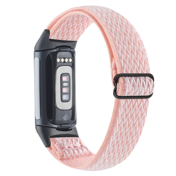For Fitbit Charge 5 Buckle Wave Braided Nylon Watch Band(Pink) by bashfashion