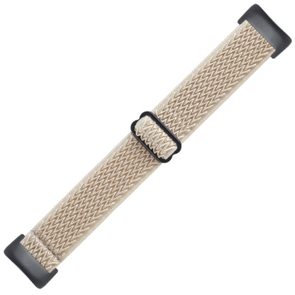 For Fitbit Charge 5 Buckle Wave Braided Nylon Watch Band(Apricot) by bashfashion