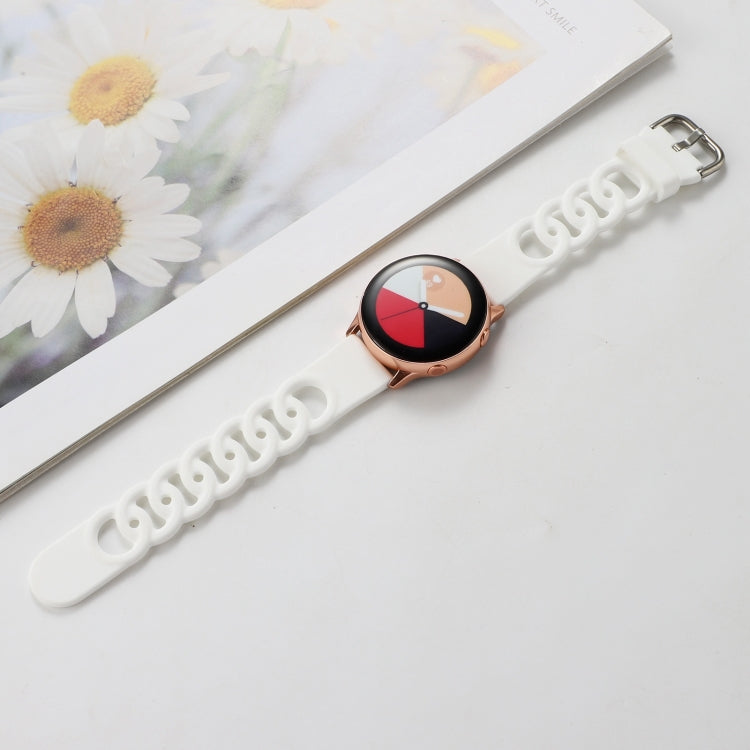 20mm Donut Hollow Silicone Watch Band(White) by bashfashion