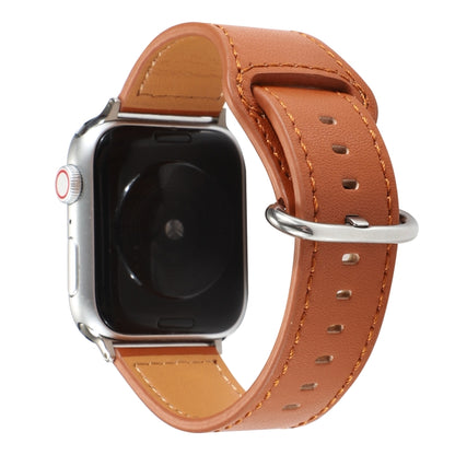 For Apple Watch Series 7 41mm / 6 & SE & 5 & 4 40mm / 3 & 2 & 1 38mm Solid Color Genuine Leather Watch Band(Brown) by bashfashion