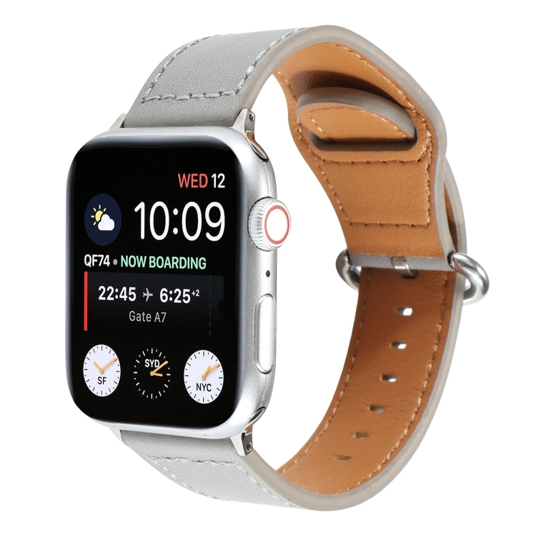 For Apple Watch Series 7 45mm / 6 & SE & 5 & 4 44mm / 3 & 2 & 1 42mm Solid Color Genuine Leather Watch Band(Grey) by bashfashion
