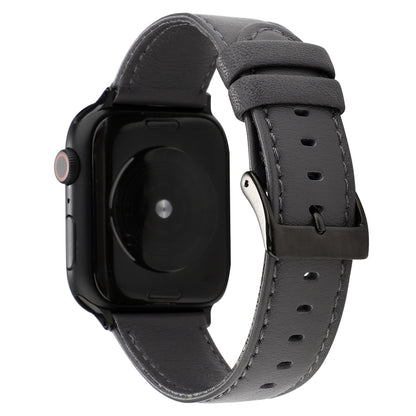 For Apple Watch Series 7 41mm / 6 & SE & 5 & 4 40mm / 3 & 2 & 1 38mm Cowhide Texture Leather Watch Band(Grey) by bashfashion