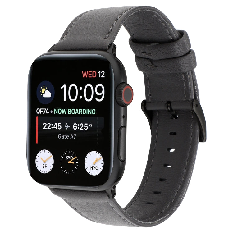 For Apple Watch Series 7 41mm / 6 & SE & 5 & 4 40mm / 3 & 2 & 1 38mm Cowhide Texture Leather Watch Band(Grey) by bashfashion