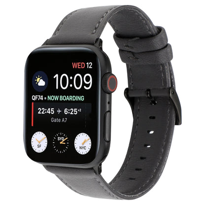 For Apple Watch Series 7 41mm / 6 & SE & 5 & 4 40mm / 3 & 2 & 1 38mm Cowhide Texture Leather Watch Band(Grey) by bashfashion