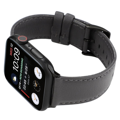 For Apple Watch Series 7 41mm / 6 & SE & 5 & 4 40mm / 3 & 2 & 1 38mm Cowhide Texture Leather Watch Band(Grey) by bashfashion