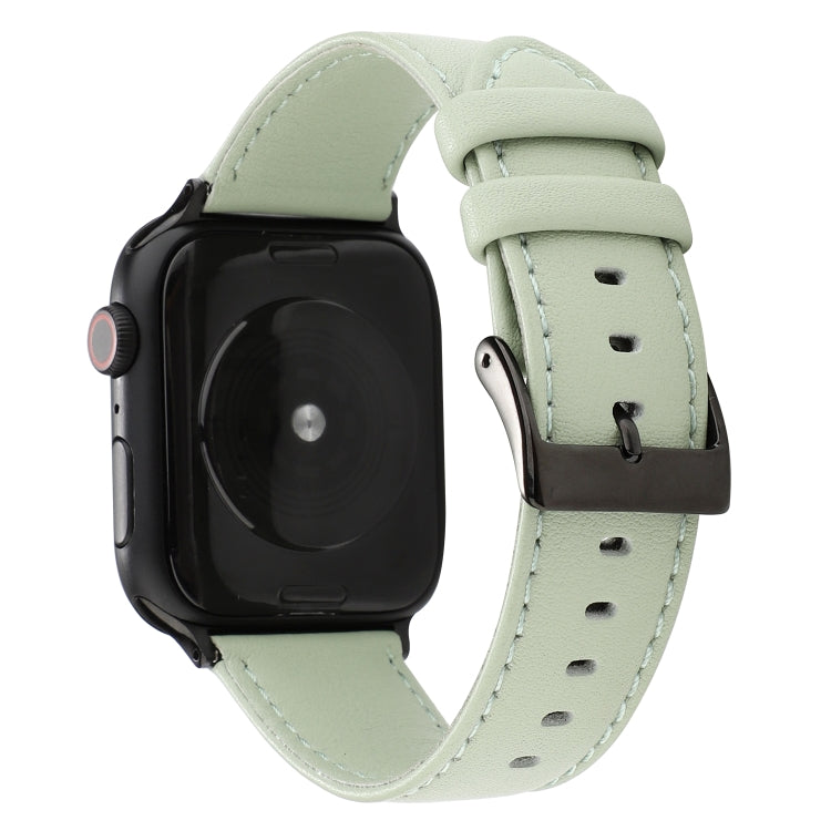 For Apple Watch Series 9&8&7 41mm / SE 3&SE 2&6&SE&5&4 40mm / 3&2&1 38mm Cowhide Texture Leather Watch Band(Green) by bashfashion