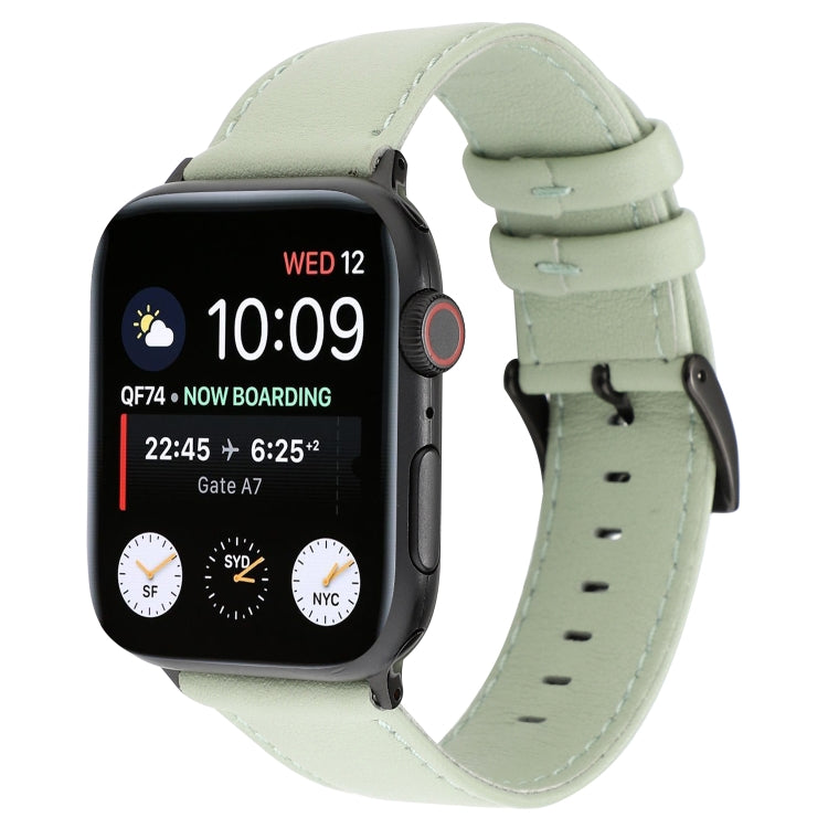 For Apple Watch Series 9&8&7 41mm / SE 3&SE 2&6&SE&5&4 40mm / 3&2&1 38mm Cowhide Texture Leather Watch Band(Green) by bashfashion