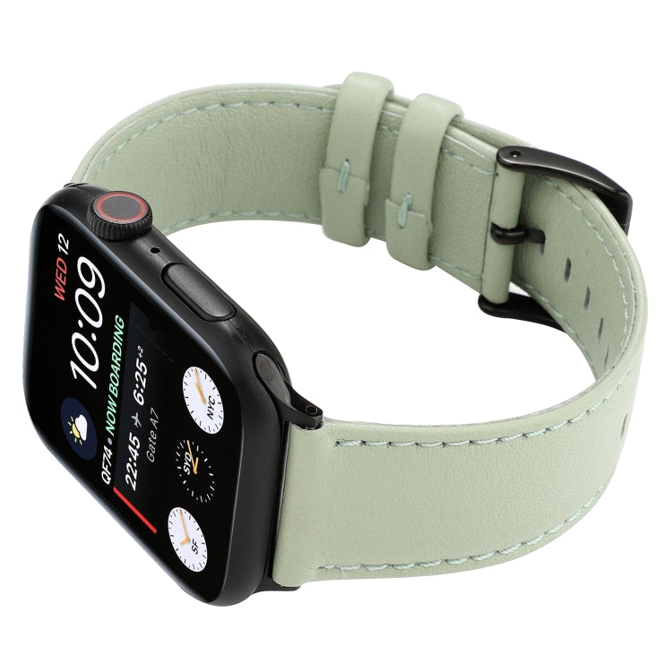 For Apple Watch Series 9&8&7 41mm / SE 3&SE 2&6&SE&5&4 40mm / 3&2&1 38mm Cowhide Texture Leather Watch Band(Green) by bashfashion
