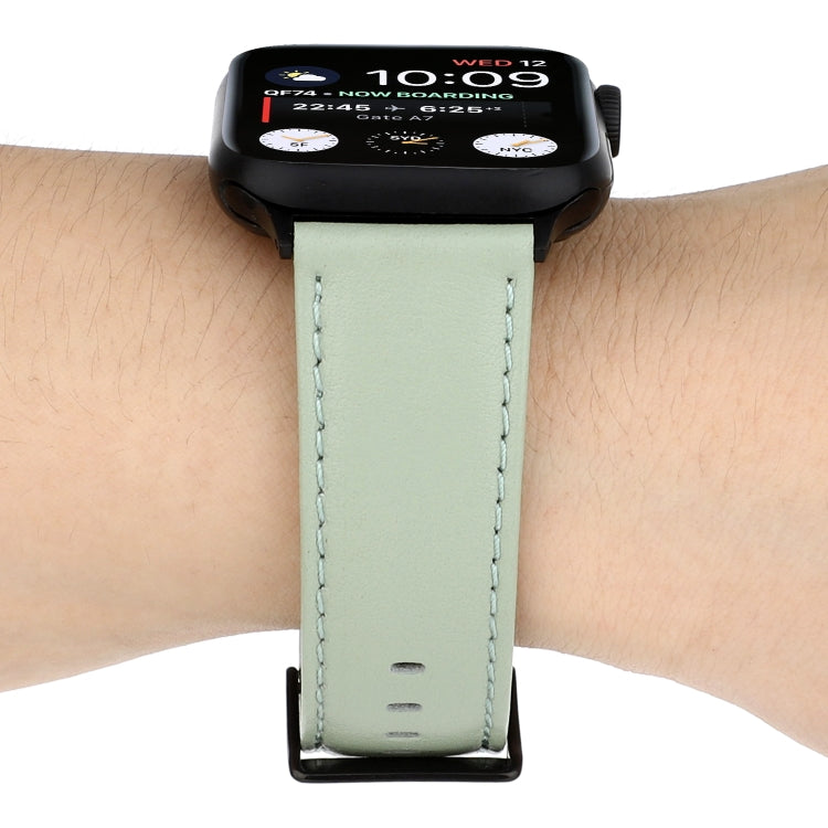For Apple Watch Series 9&8&7 41mm / SE 3&SE 2&6&SE&5&4 40mm / 3&2&1 38mm Cowhide Texture Leather Watch Band(Green) by bashfashion