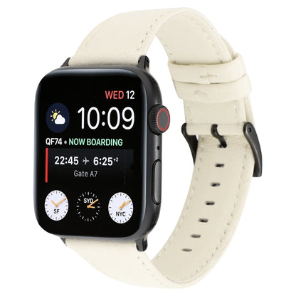 For Apple Watch Series 7 45mm / 6 & SE & 5 & 4 44mm / 3 & 2 & 1 42mm Cowhide Texture Leather Watch Band(White) by bashfashion