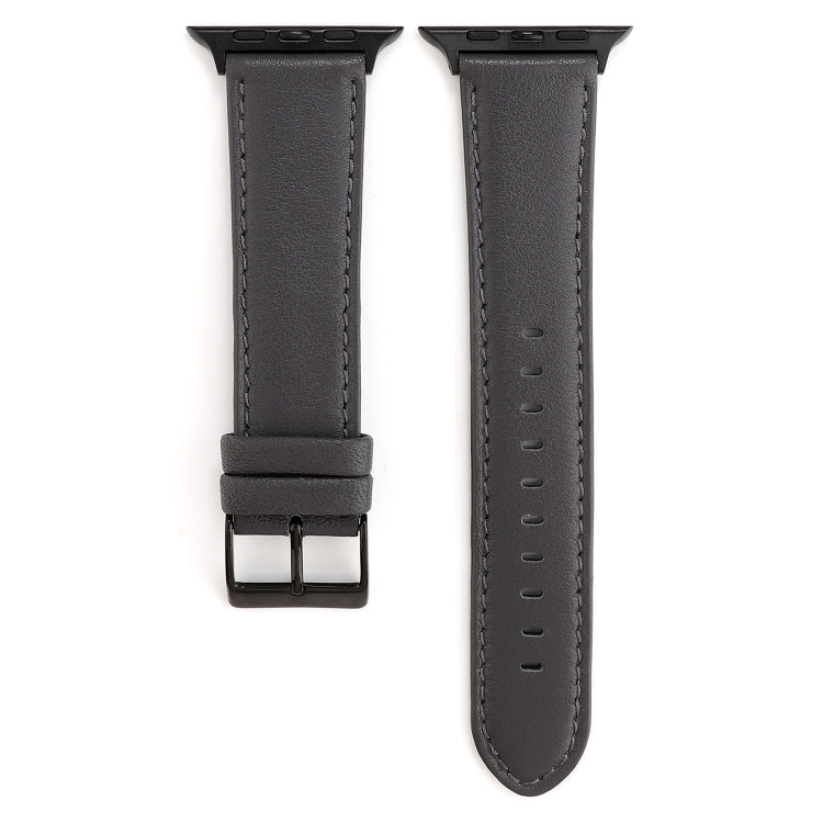 For Apple Watch Series 7 45mm / 6 & SE & 5 & 4 44mm / 3 & 2 & 1 42mm Cowhide Texture Leather Watch Band(Grey) by bashfashion