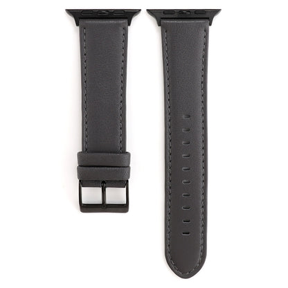 For Apple Watch Series 7 45mm / 6 & SE & 5 & 4 44mm / 3 & 2 & 1 42mm Cowhide Texture Leather Watch Band(Grey) by bashfashion
