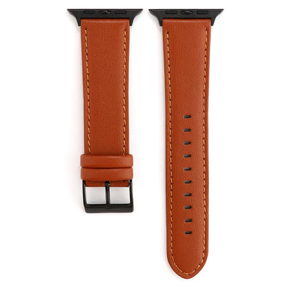 For Apple Watch Series 7 45mm / 6 & SE & 5 & 4 44mm / 3 & 2 & 1 42mm Cowhide Texture Leather Watch Band(Brown) by bashfashion
