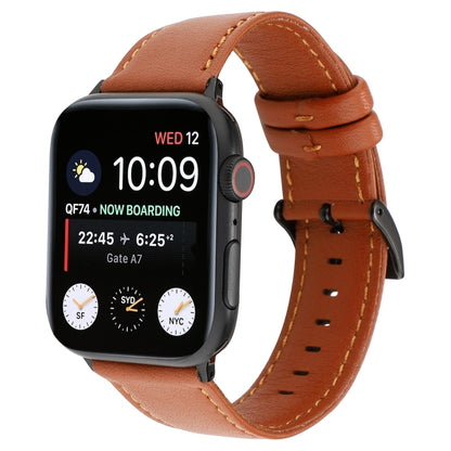 For Apple Watch Series 7 45mm / 6 & SE & 5 & 4 44mm / 3 & 2 & 1 42mm Cowhide Texture Leather Watch Band(Brown) by bashfashion