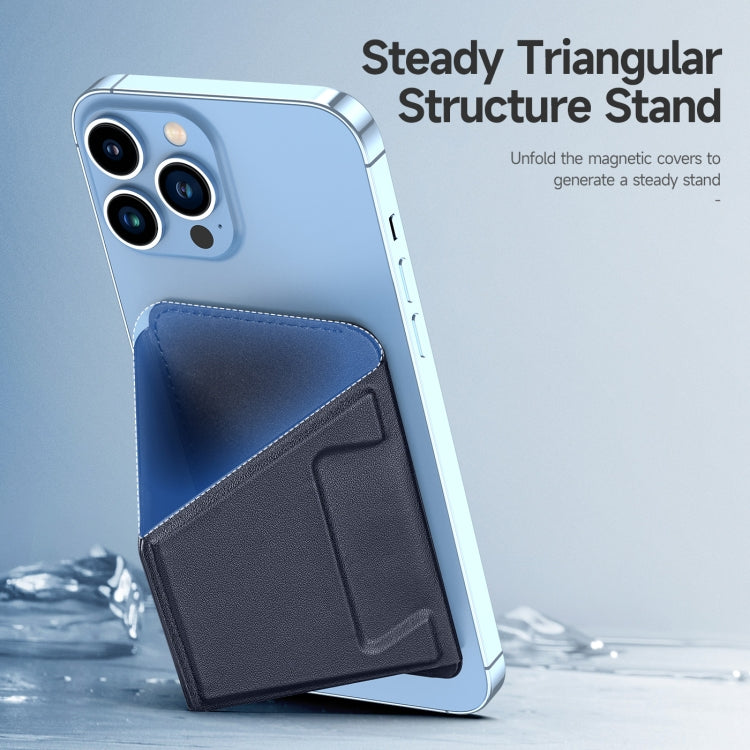 DUX DUCIS Universal Magnetic PU Leathe Card Bag With Holder(Blue) by DUX DUCIS