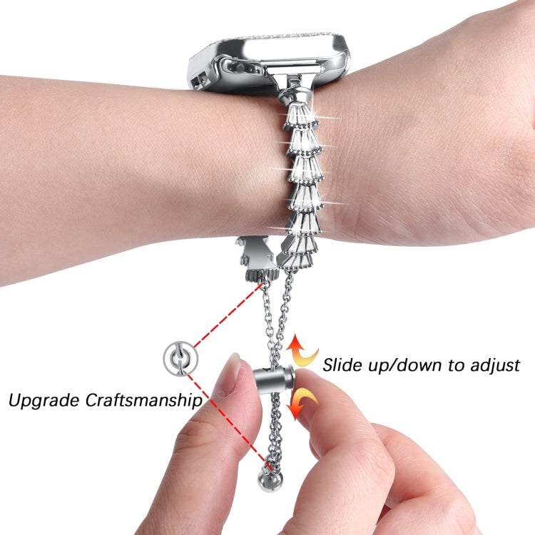 Full Diamond Crown Metal Watch Band For Apple Watch Series 8&7 45mm / SE 2&6&SE&5&4 44mm / 3&2&1 42mm(Silver) by bashfashion