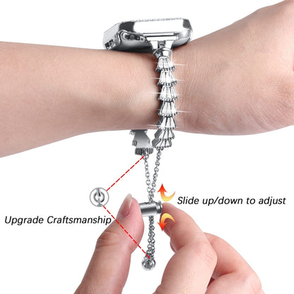 Full Diamond Crown Metal Watch Band For Apple Watch Series 8&7 45mm / SE 2&6&SE&5&4 44mm / 3&2&1 42mm(Silver) by bashfashion