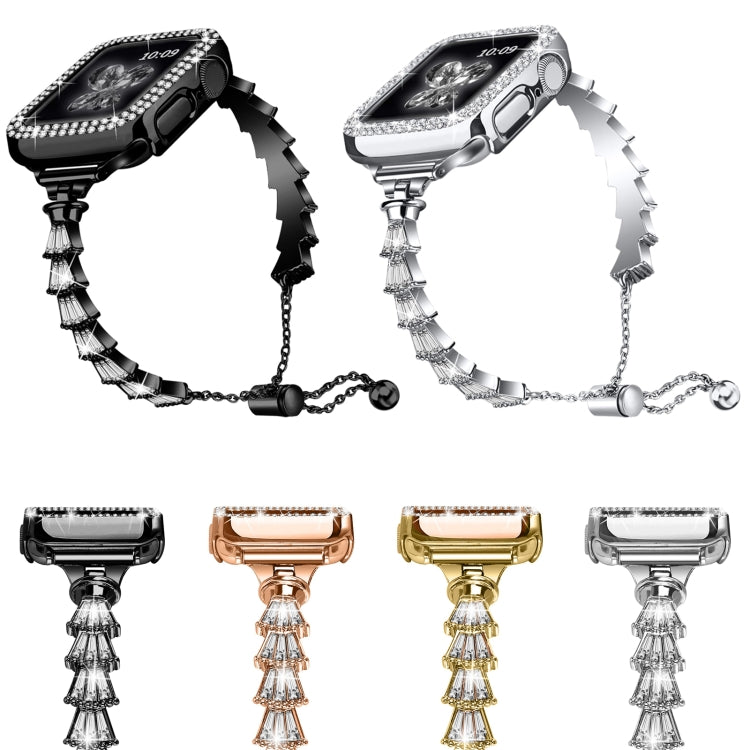Full Diamond Crown Metal Watch Band For Apple Watch Series 8&7 45mm / SE 2&6&SE&5&4 44mm / 3&2&1 42mm(Silver) by bashfashion