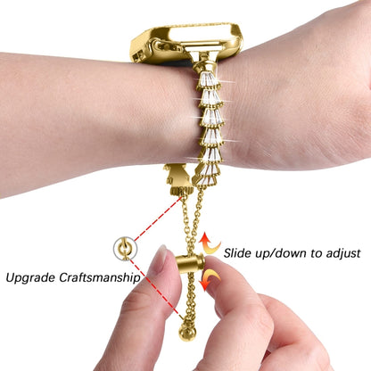 Full Diamond Crown Metal Watch Band For Apple Watch Series 8&7 41mm / SE 2&6&SE&5&4 40mm / 3&2&1 38mm(Gold) by bashfashion